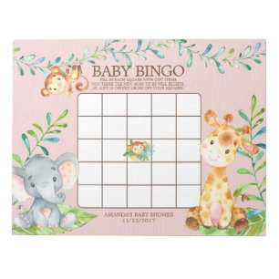 Safari Jungle Baby Shooter Bingo Game Notepad Notizblock