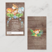 Safari Jungle Baby Showdusche Windeln Raffle Ticke Begleitkarte (Vorne/Hinten)