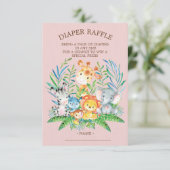 Safari Jungle Baby Showdusche Windeln Raffle Ticke Einladung (Stehend Vorderseite)