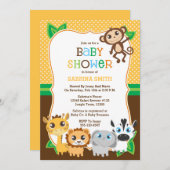 Safari Jungle Babydusche Einladung (Vorne/Hinten)