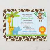 Safari-Jungle-Babydusche Einladungen (Vorne/Hinten)