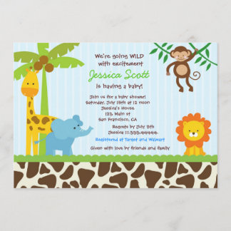 Safari-Jungle-Babydusche Einladungen