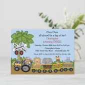 Safari-Jungle-Bahn zum Geburtstag Einladung (Stehend Vorderseite)