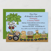 Safari-Jungle-Bahn zum Geburtstag Einladung (Vorne/Hinten)
