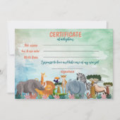 Safari jungle birthday animal adoption certificate einladung (Vorderseite)