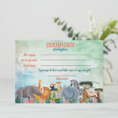 Safari jungle birthday animal adoption certificate einladung (Stehend Vorderseite)