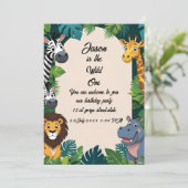 Safari Jungle Birthday Einladung (Stehend Vorderseite)