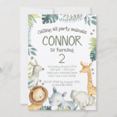 Safari Jungle Birthday Einladung - Kraft (Vorderseite)