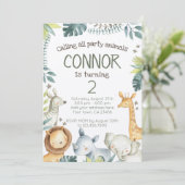 Safari Jungle Birthday Einladung - Kraft (Stehend Vorderseite)