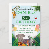 Safari Jungle Birthday Invitation Einladung (Vorne/Hinten)