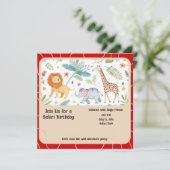Safari Jungle Birthday Invitation Einladung (Stehend Vorderseite)