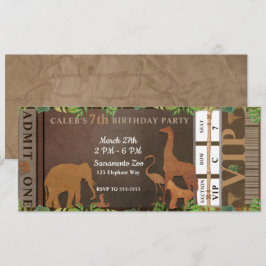 Safari Jungle Brown Animals Geburtstagsparty Ticke Einladung