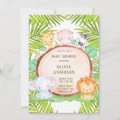 Safari Jungle Cartoon Animal Baby Dusche Einladung (Vorderseite)
