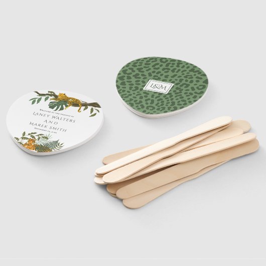 Safari Jungle Cats Green Leopard Wedding Fächer (Non-assembled)