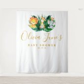 Safari Jungle Elephant Löwendusche Hintergrund Wandteppich (Vorderseite)