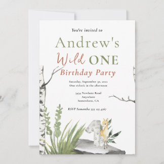 Safari Jungle First Birthday Party Design Einladung