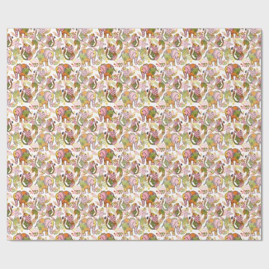 Safari Jungle Fun Animals Tween Teen Boho Geburtst Geschenkpapier (Flach)