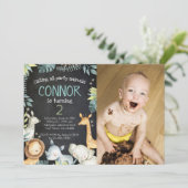 Safari Jungle Geburtstag Einladung mit Foto (Stehend Vorderseite)