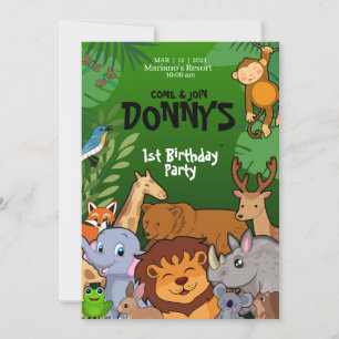 Safari Jungle Geburtstag Einladung Süße Tier Kinde