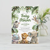 Safari Jungle Gender Neutral Baby Dusche Einladung (Stehend Vorderseite)