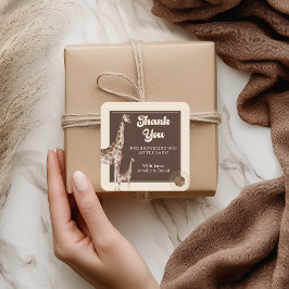 Safari Jungle Giraffe Babydusche Danke Quadratischer Aufkleber