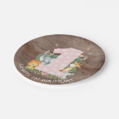 Safari Jungle Girls 1. Geburtstag 7" Plate Pappteller (Schrägansicht)