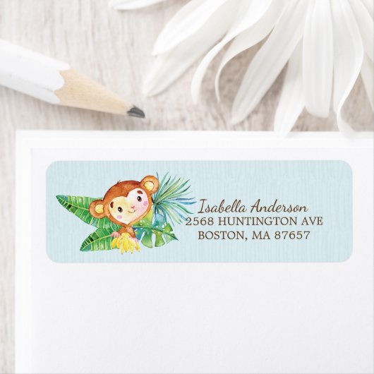 Safari Jungle Monkey Baby Dusche Etikett (Insitu)