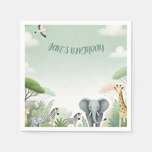 Safari Jungle Napkins zum Geburtstag von Kindern Serviette (Vorderseite)