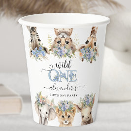 Safari Jungle Niedlich Blue Boy 1. Geburtstag Pappbecher