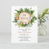 Safari Jungle Oh Baby Watercolor Babydusche Einladung (Stehend Vorderseite)