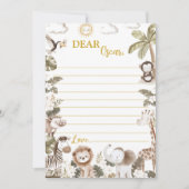 Safari Jungle Party Time Capsule Note Message Card Dankeskarte (Vorderseite)