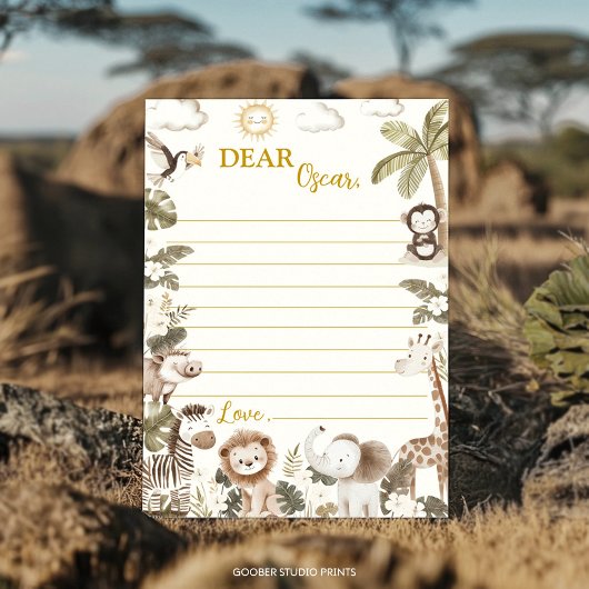 Safari Jungle Party Time Capsule Note Message Card Dankeskarte