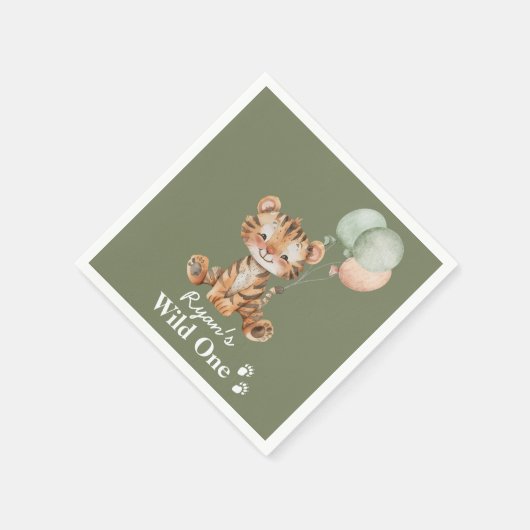 Safari Jungle Personalisiert Wild ein Party Tier Serviette (Ecke)