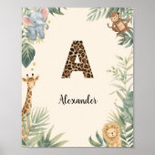 Safari Jungle Personalized Name Monogram A Nursery Poster (Vorne)