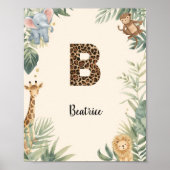 Safari Jungle Personalized Name Monogram B Nursery Poster (Vorne)