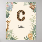 Safari Jungle Personalized Name Monogram C Nursery Poster (Vorne)