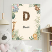 Safari Jungle Personalized Name Monogram D Nursery Poster