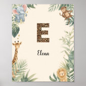 Safari Jungle Personalized Name Monogram E Nursery Poster (Vorne)