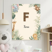 Safari Jungle Personalized Name Monogram F Nursery Poster