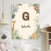 Safari Jungle Personalized Name Monogram G Nursery Poster