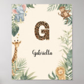 Safari Jungle Personalized Name Monogram G Nursery Poster (Vorne)