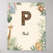 Safari Jungle Personalized Name Monogram P Nursery Poster (Vorne)