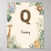 Safari Jungle Personalized Name Monogram Q Nursery Poster (Vorne)