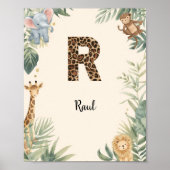 Safari Jungle Personalized Name Monogram R Nursery Poster (Vorne)