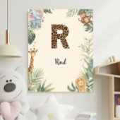 Safari Jungle Personalized Name Monogram R Nursery Poster