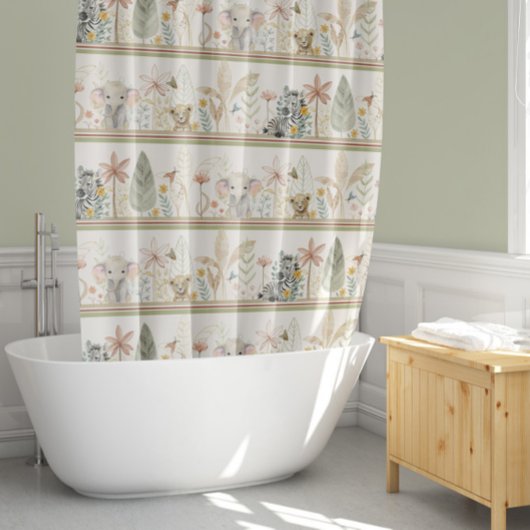 Safari Jungle Safari Lion Zebra Elephant Baby Boy Duschvorhang