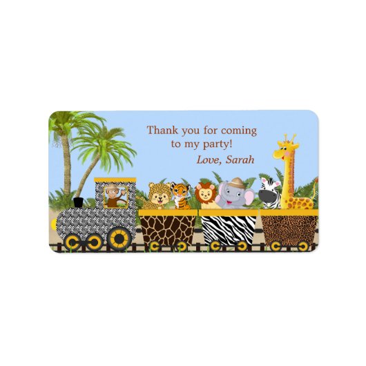 Safari Jungle Tiere in Zügen - Marken Adressaufkleber (Vorne)