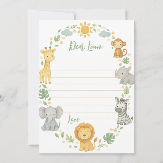 Safari Jungle Time Capsule Note Message Card Dankeskarte (Vorderseite)