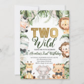 Safari Jungle Two Wild Birthday Party Einladung (Vorderseite)