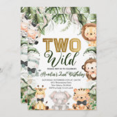Safari Jungle Two Wild Birthday Party Einladung (Vorne/Hinten)